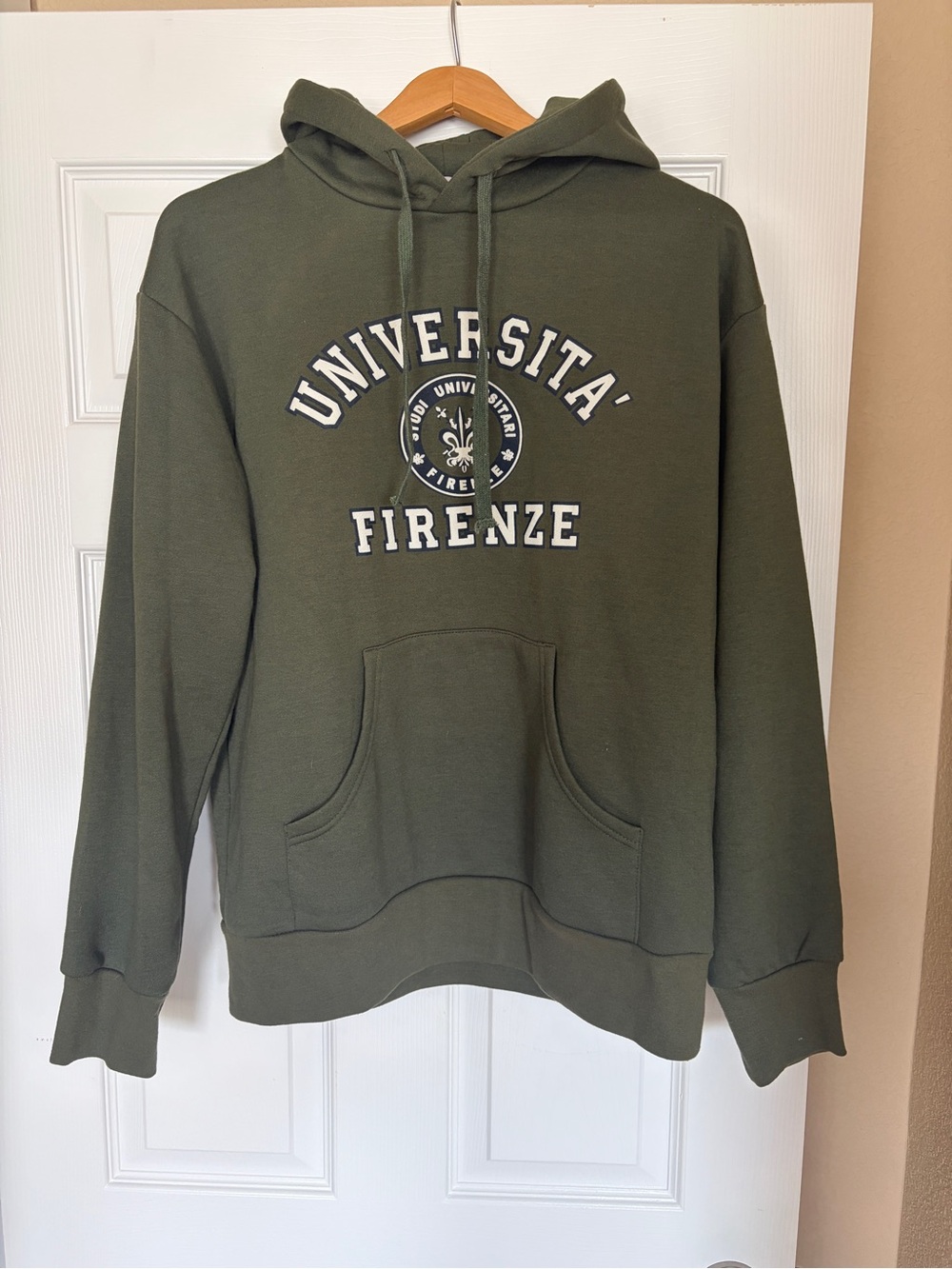 NWT Accessori Universita Firenze Hoodie L Collegiate Italy Travel Green